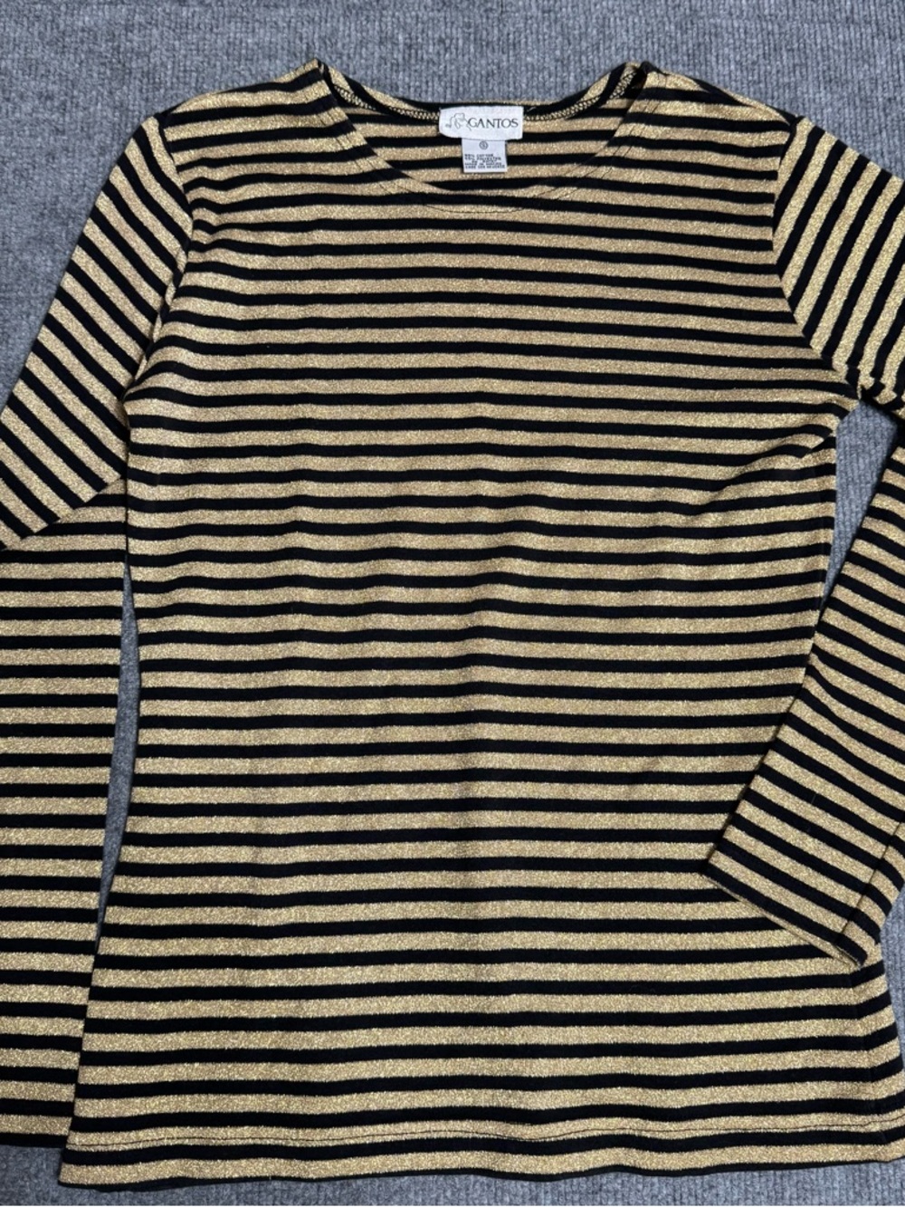 Vintage Gantos Metallic Gold Striped Top 90s Glam Old Money Mob Wife Aesthetic S